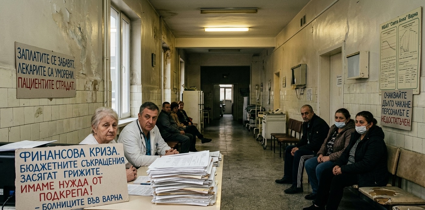 Одит на болниците във Варна – сграда на държавна болница и лекари на фона на финансова криза