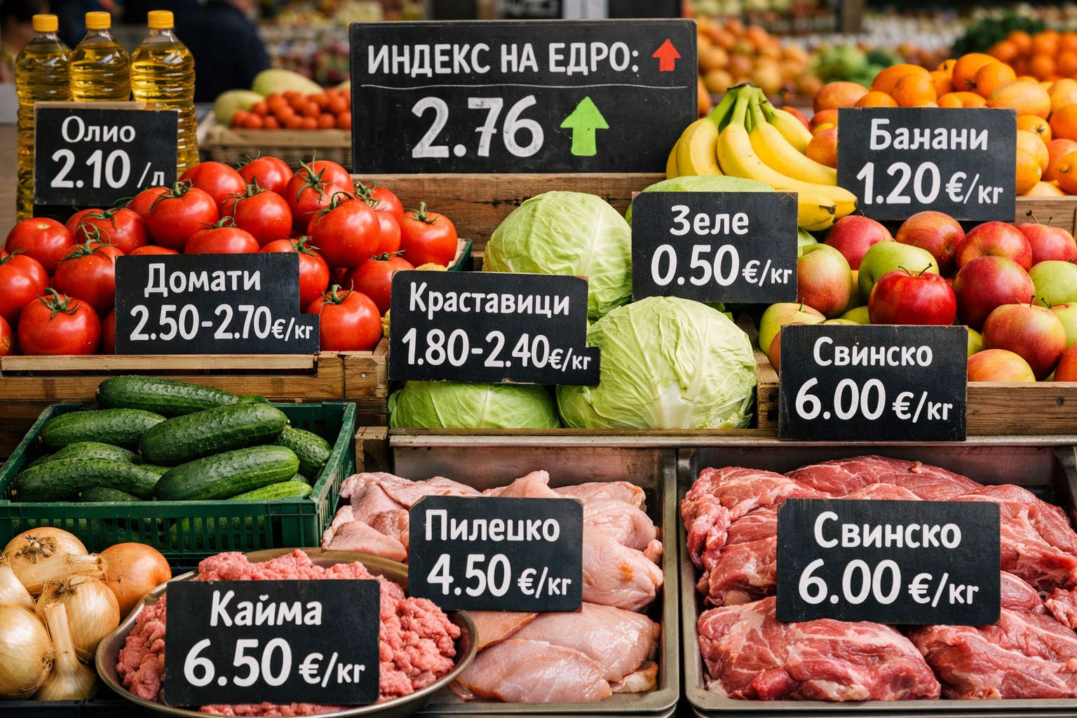 Цени на храните на едро в България – зеленчуци, плодове и месо на борсата