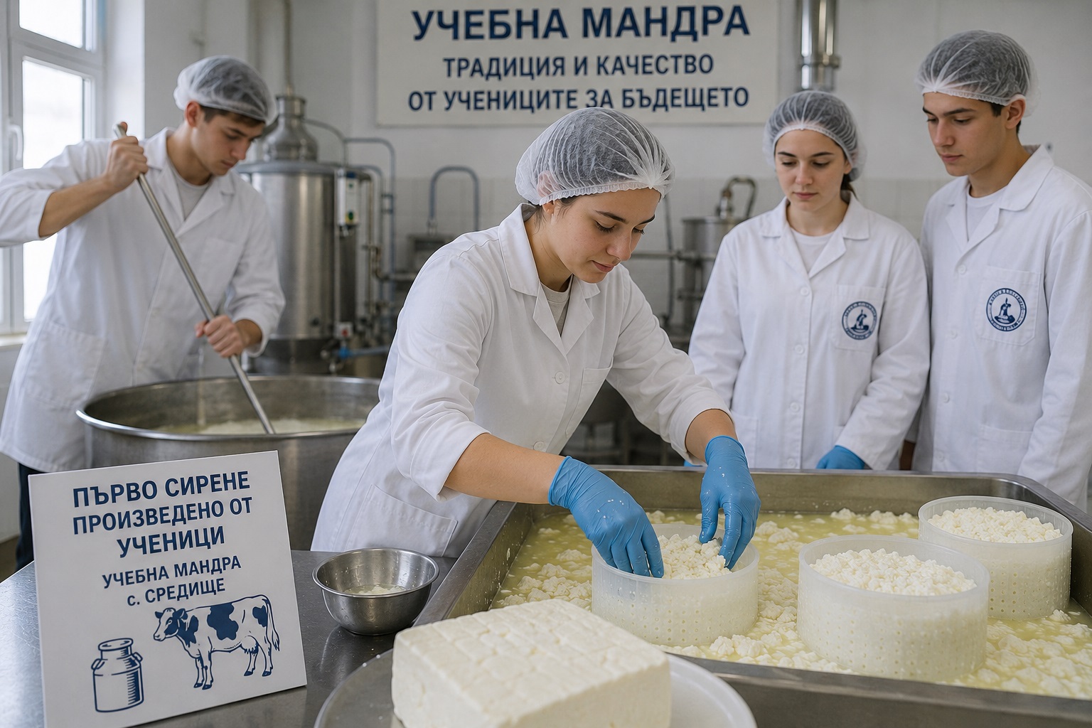 Ученици произвеждат традиционно българско сирене в учебна мандра в Средище