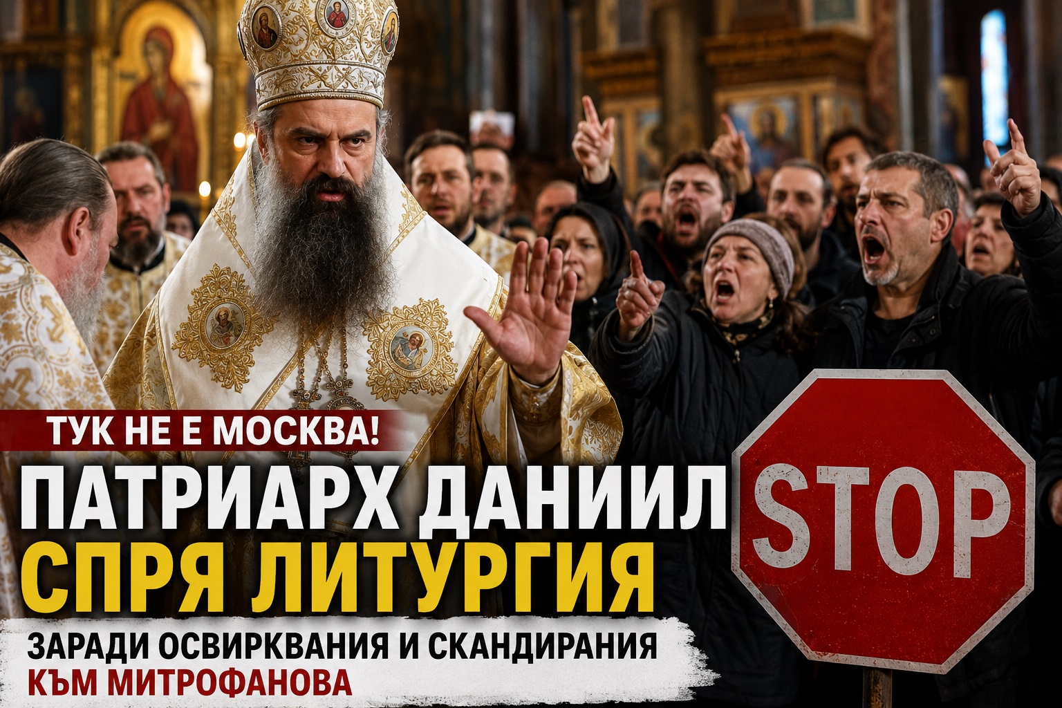 Интериорът на столичния храм Света Неделя в София по време на архиерейска света литургия с участието на патриарх Даниил.