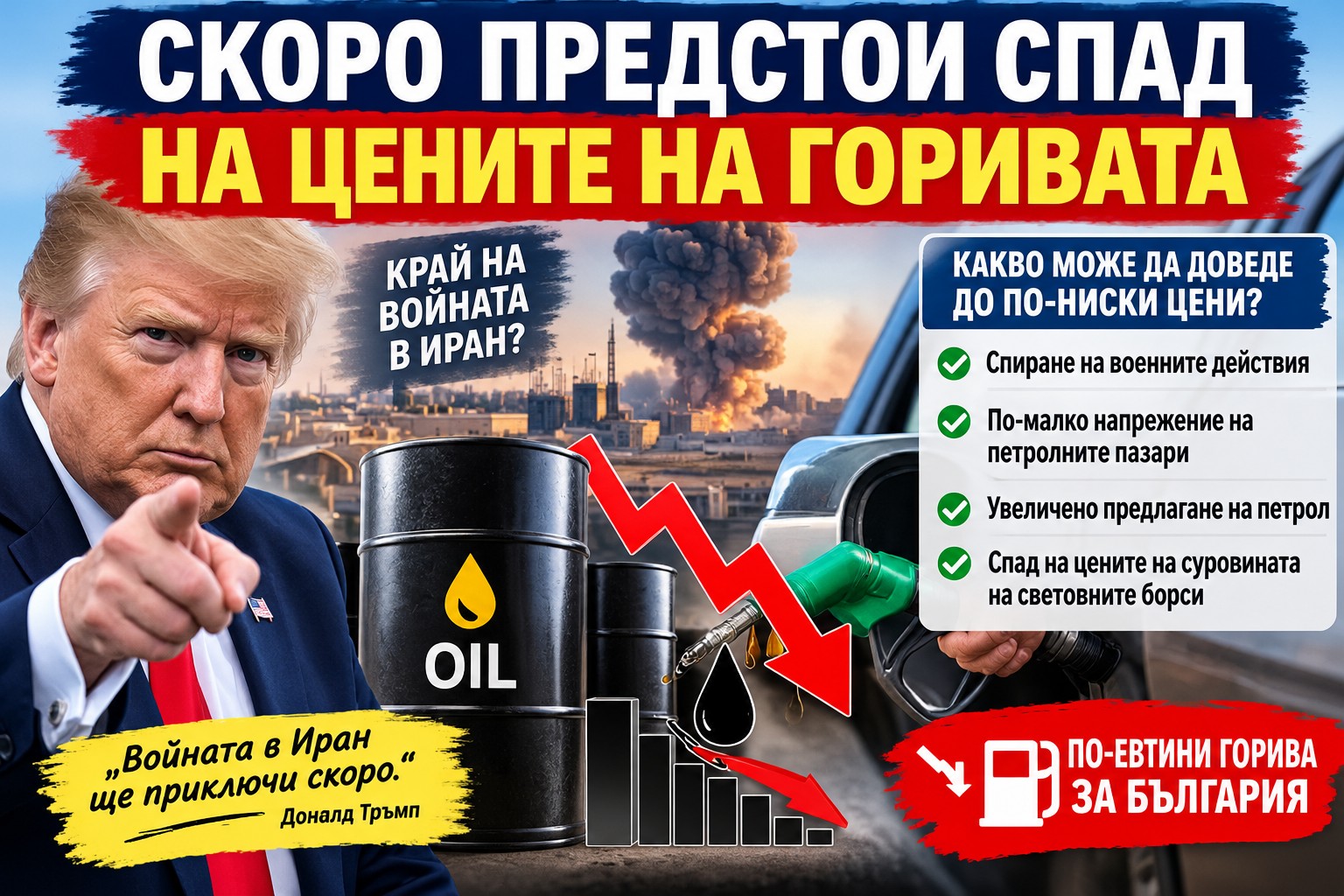 Тръмп обяви спад на зцените на горивата