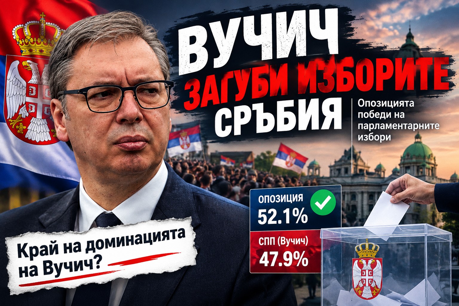 Мащабни протести в центъра на Белград с развети сръбски знамена пред парламента
